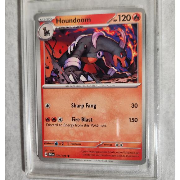 Pokemon Houndoom 2023 No. 34 Scarlet & Violet CC&G Crowned Gem 10 Trading Card - Picture 3 of 6